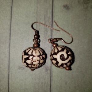 Brown tribal drop earrings